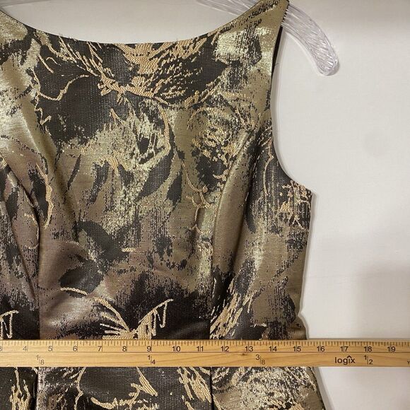 Aidan Mattox Fit & Flare Midi Dress 10 Floral Metallic Party Wedding Fairy Glam - Picture 5 of 10